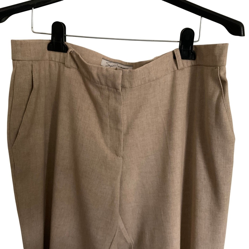 Soft by Avenue Women Beige Linen Blend Straight Leg Dress Pants 16 Petite - Picture 5 of 11